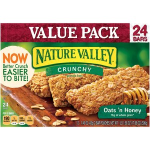 Nature Valley Crunchy Granola - Barras, Oats 'n Honey, paquete deportivo