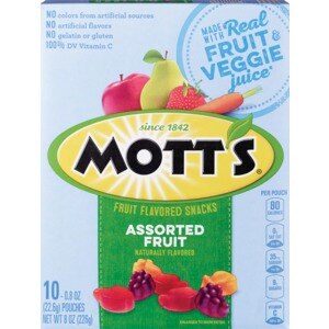  Mott's Fruit Flavored Snacks, Assorted Fruits, 10 CT 