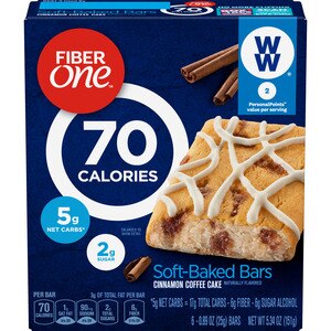 Fiber One 70 Calorie Cinnamon Coffee Cake Soft-Baked Bars, 6 Ct - 5.34 Oz , CVS