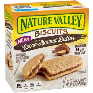 Nature Valley Biscuits With Cocoa Almond Butter, 5 Ct Box - 1.35 Oz , CVS