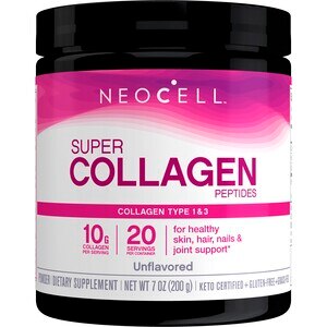 NeoCell Super Collagen Powder, 6,600mg Types 1 & 3 Grass-Fed Collagen, Paleo Friendly, Gluten Free, Unflavored, 7 OZ