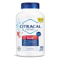 Citracal Maximum Plus - Citrato de calcio con vitamina D3 en cápsulas, 180 u.