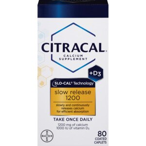 Citracal Slow Release 1200 - Calcio con vitamina D3 en cápsulas, 80 u.