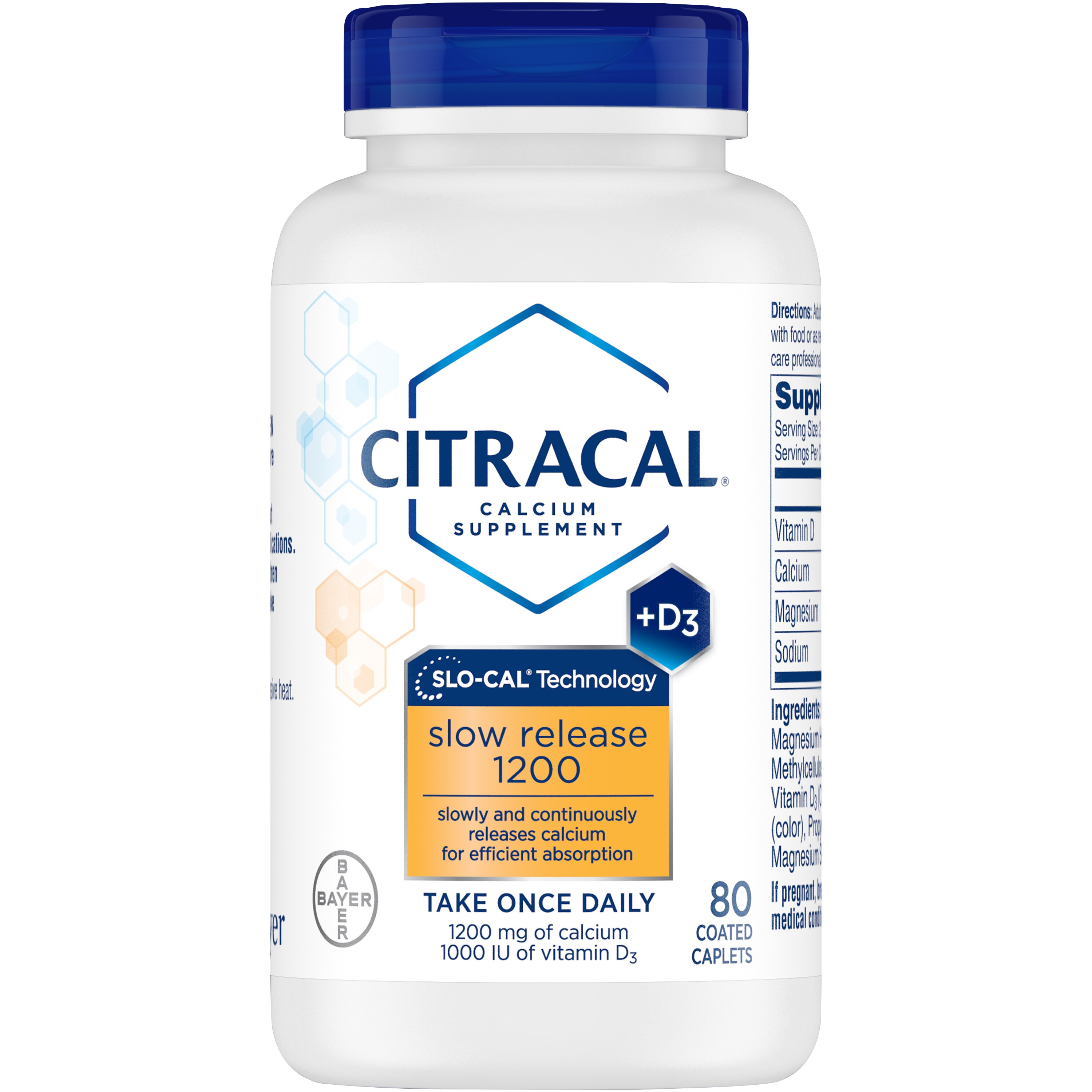 Citracal Slow Release 1200 Calcium With Vitamin D3 Caplets 80 Ct