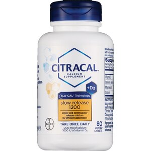 Citracal Slow Release 1200 Calcium With Vitamin D3 Caplets 80 Ct