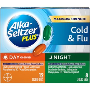 Alka-Seltzer Plus Maximum Strength Cold & Flu Day + Night Liquid Gels, 20ct