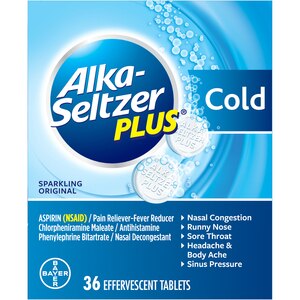 Alka-Seltzer Plus Cold Sparkling Original Effervescent Tablets, 36ct