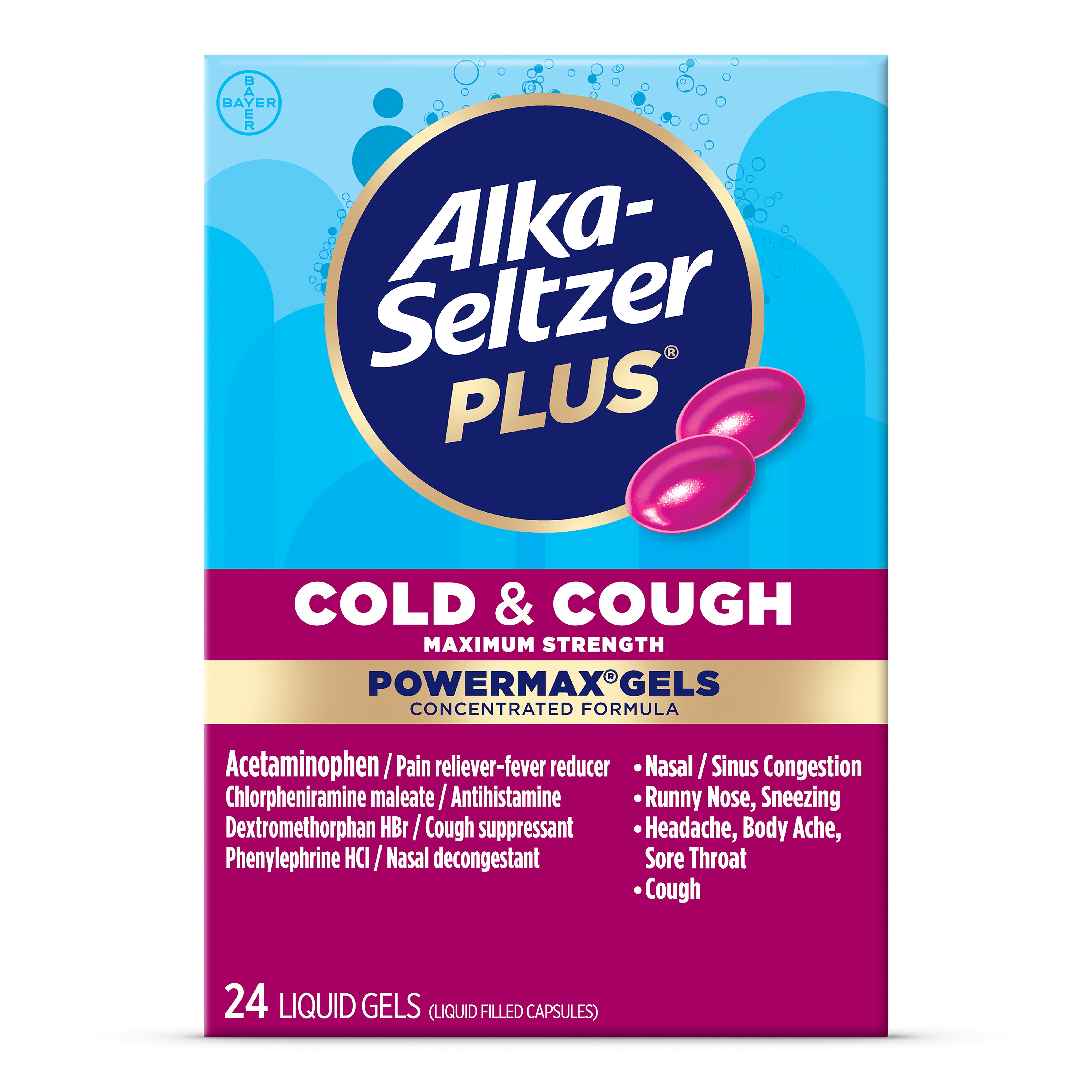 Alka-Seltzer Plus Maximum Strength PowerMax Cold & Cough Liquid Gels, 24ct
