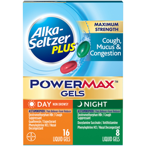 Alka Seltzer Plus Maximum Strength Cough, Mucus & Congestion PowerMax Gels Day & Night Combo Pack, 24 CT