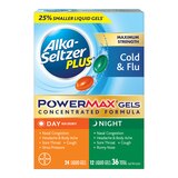 Alka-Seltzer Plus Maximum Strength Cold & Flu Power Max Gels Day + Night Liquid Gels, thumbnail image 1 of 6