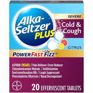Alka-Seltzer Plus Severe Cold & Cough PowerFast Fizz Citrus Effervescent Tablets, 20ct