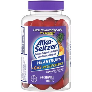 Alka-Seltzer Heartburn + Gas Relief Chews, Tropical Punch, 28 Ct - 60 Ct , CVS