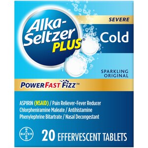 ALKA-SELTZER PLUS SEVERE COLD SPARKLING ORIGINAL POWERFAST FIZZ EFFERVESCENT TABLETS, 20CT