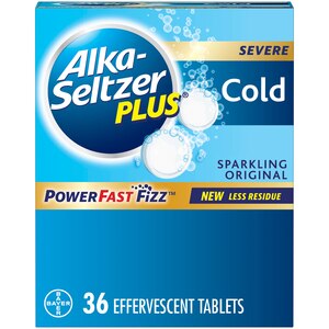 ALKA-SELTZER PLUS SEVERE COLD SPARKLING ORIGINAL POWERFAST FIZZ EFFERVESCENT TABLETS, 36CT
