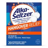 Alka-Seltzer Hangover Relief Effervescent Tablets, Orange Fizz, 20 CT, thumbnail image 1 of 5