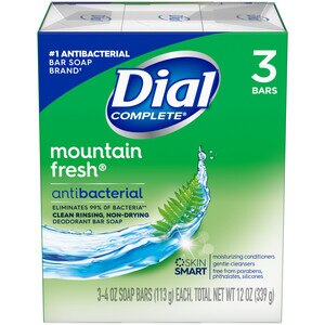 Dial - Jabón de tocador desodorante antibacteriano, Mountain Fresh, 4 oz, 3 jabones