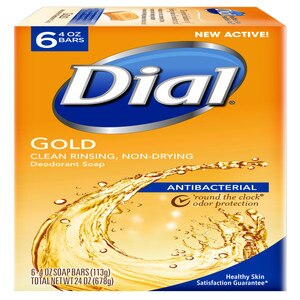 Dial - Jabón de tocador antibacteriano y desodorante, Gold, 4 oz, 6 u.