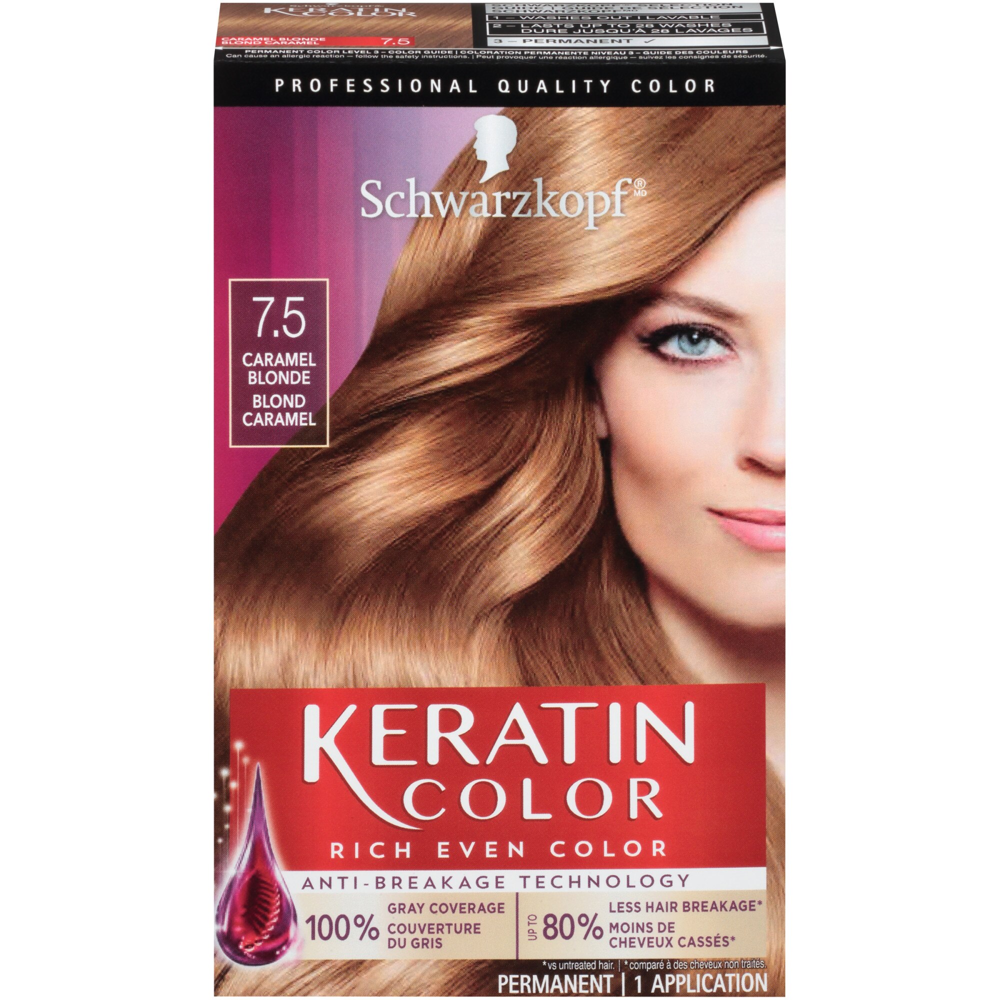 Schwarzkopf Keratin Permanent Hair Color, 7.5 Caramel Blonde - 1 , CVS