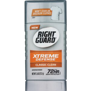  Right Guard Xtreme Defense Solid Stick Antiperspirant & Deodorant, Classic Clean 