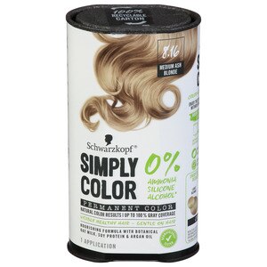 Schwarzkopf Simply Color Permanent Hair Color Cream, 8.16 Medium Ash Blonde, 1 Kit , CVS