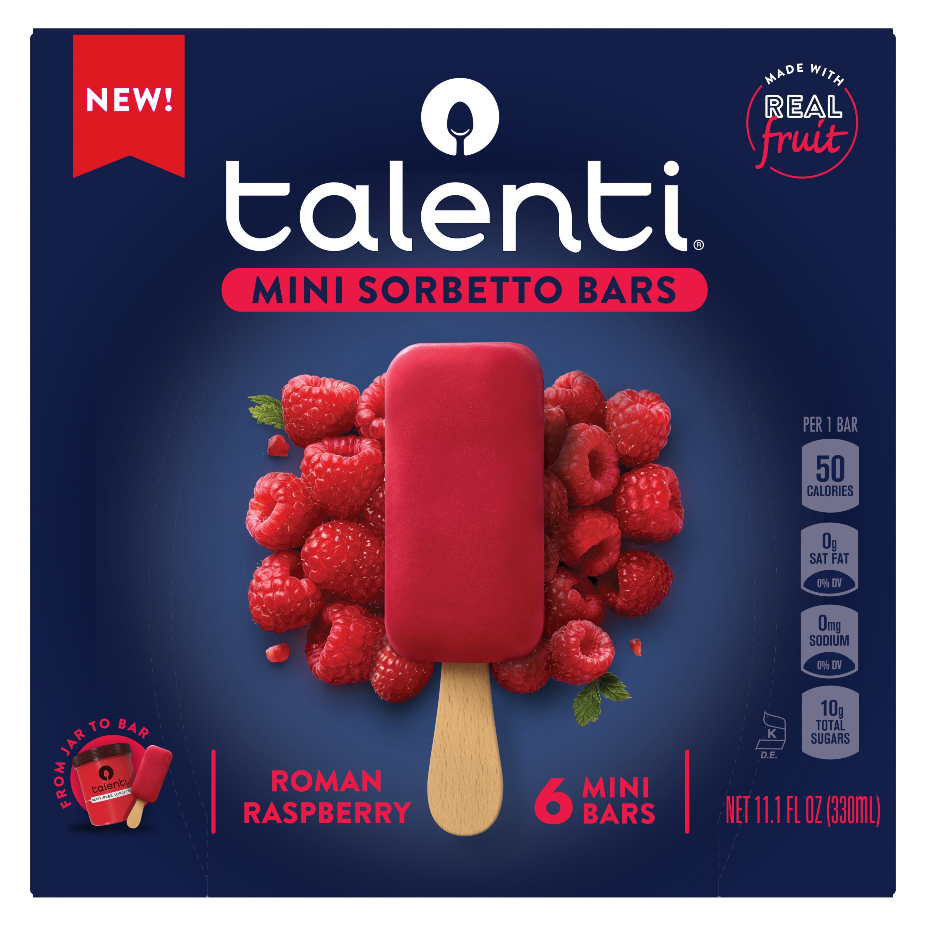 Talenti Roman Raspberry Mini Sorbetto Fruit Frozen Dessert, 6 CT