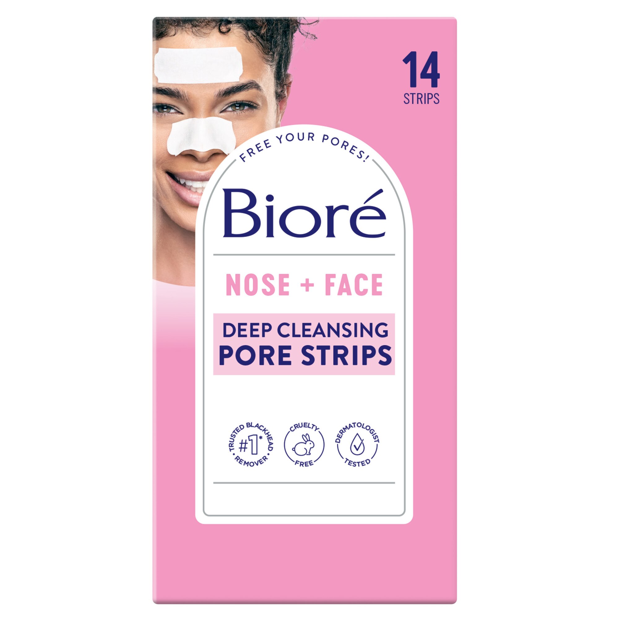 Biore Nose+Face Deep Cleansing Pore Strips with Instant Blackhead Removal and Pore Unclogging