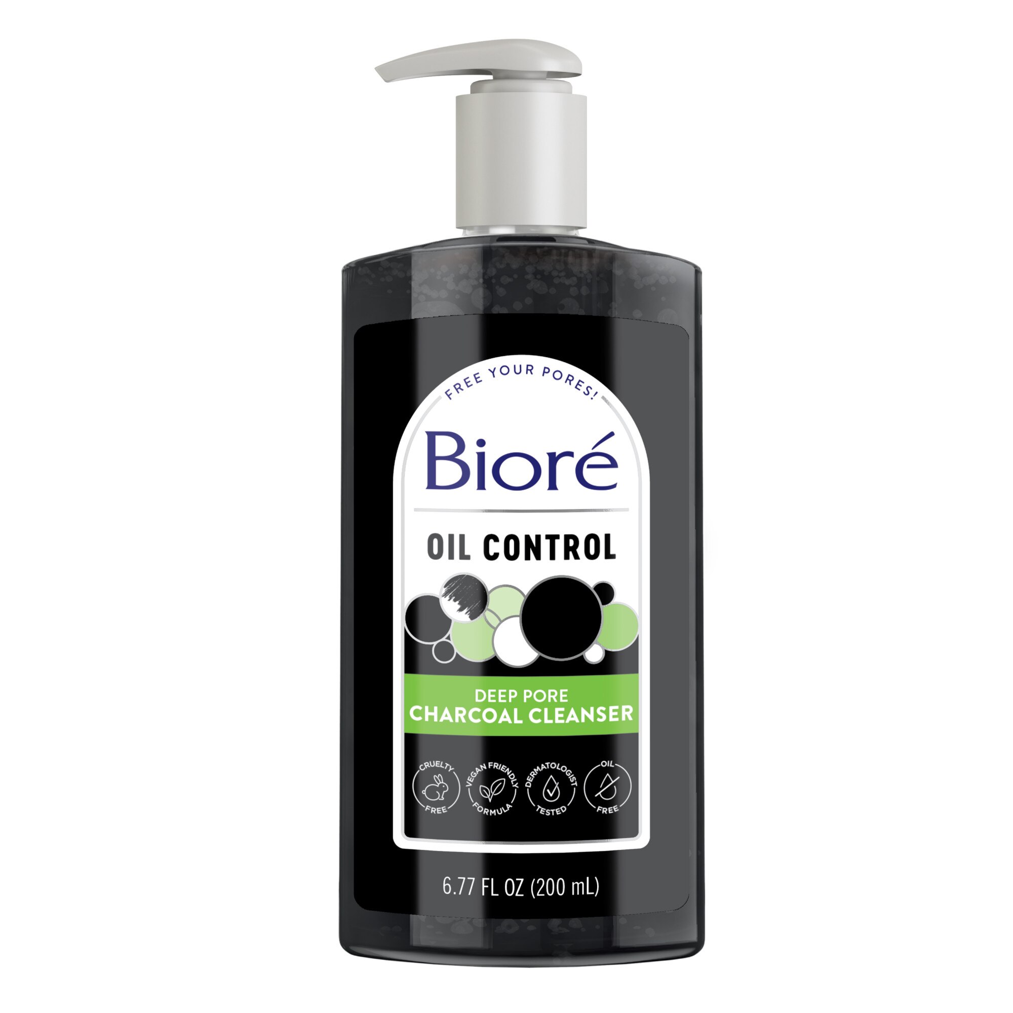 Biore Deep Pore Charcoal Cleanser for Dirt and Makeup Removal From Oily Skin, 6.77 OZ