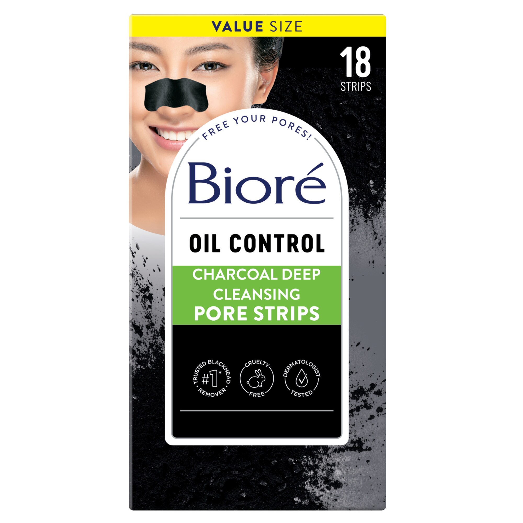 Biore Value Size Deep Cleansing Charcoal Pore Strips, 18 Ct , CVS