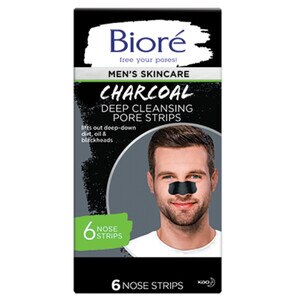 Biore Mens Charcoal Deep Cleansing Pore Strips, 6 CT