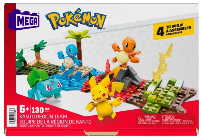 MEGA Pokémon Building Toy Kit Kanto Region Team With 4 Figures (130 Pieces)  For Kids