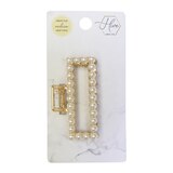 Hive and Co. Gold Metal Claw Clip, Faux Pearl, thumbnail image 2 of 3