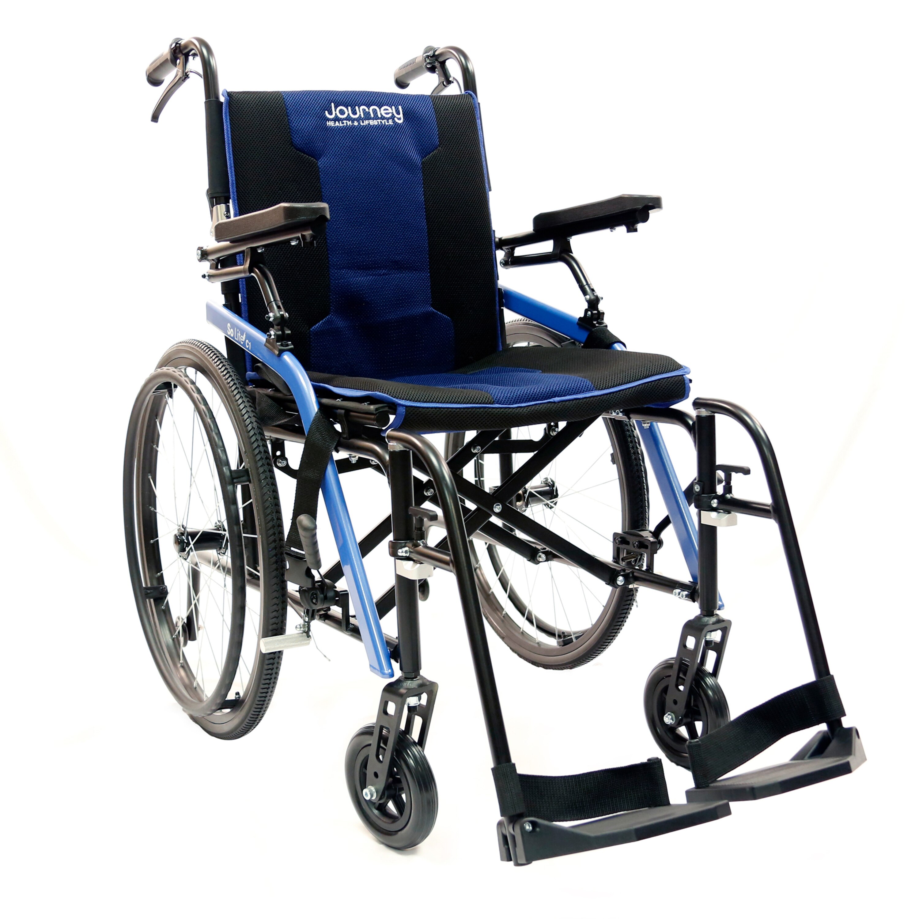Journey Health And Lifestyle So Lite Folding Wheelchair With Padded Seat, Blue , CVS