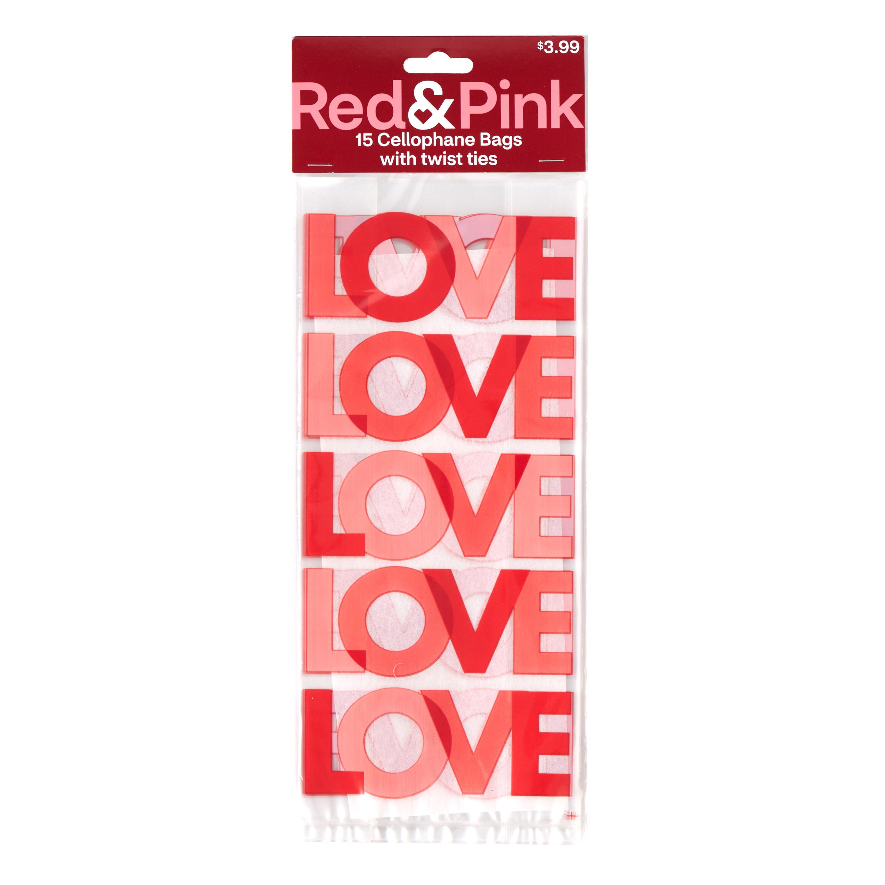Red & Pink Love Cellophane Bag , CVS