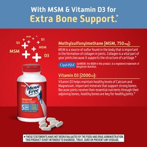 Move Free Glucosamine Chondroitin Msm Vitamin D3 And Hyaluronic Acid Joint Supplement 80ct