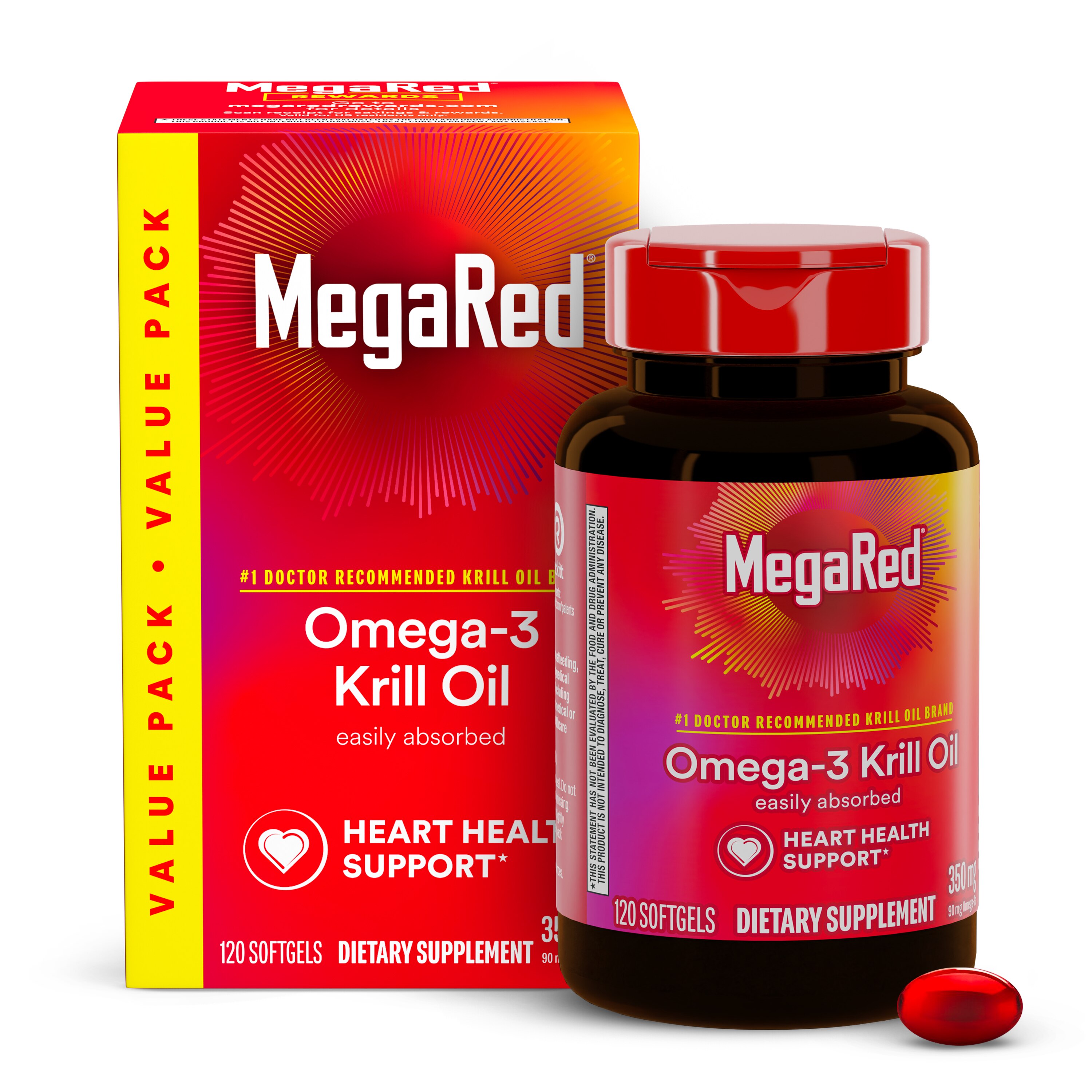 MegaRed 350mg Superior Omega-3 Krill Oil Softgels, 120 Ct , CVS