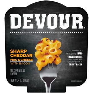 Devour - Macarrones con queso congelados, Sharp Cheddar with Bacon, 4 oz