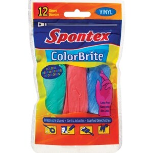 Spontex ColorBrite - Guantes de vinilo, paquete de 12