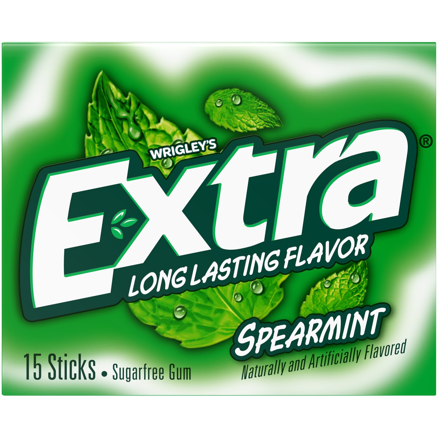 EXTRA Spearmint Sugar Free Chewing Gum, Single Pack, 15 Pieces