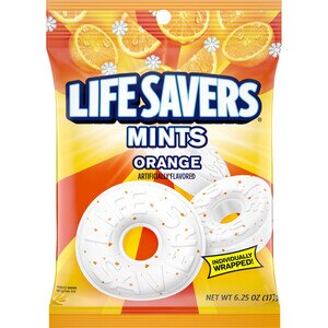 LIFE SAVERS Orange Breath Mints Hard Candy, 6.25 oz Bag