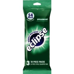  ECLIPSE Spearmint Sugarfree Gum, Multipack (3 packs total) 