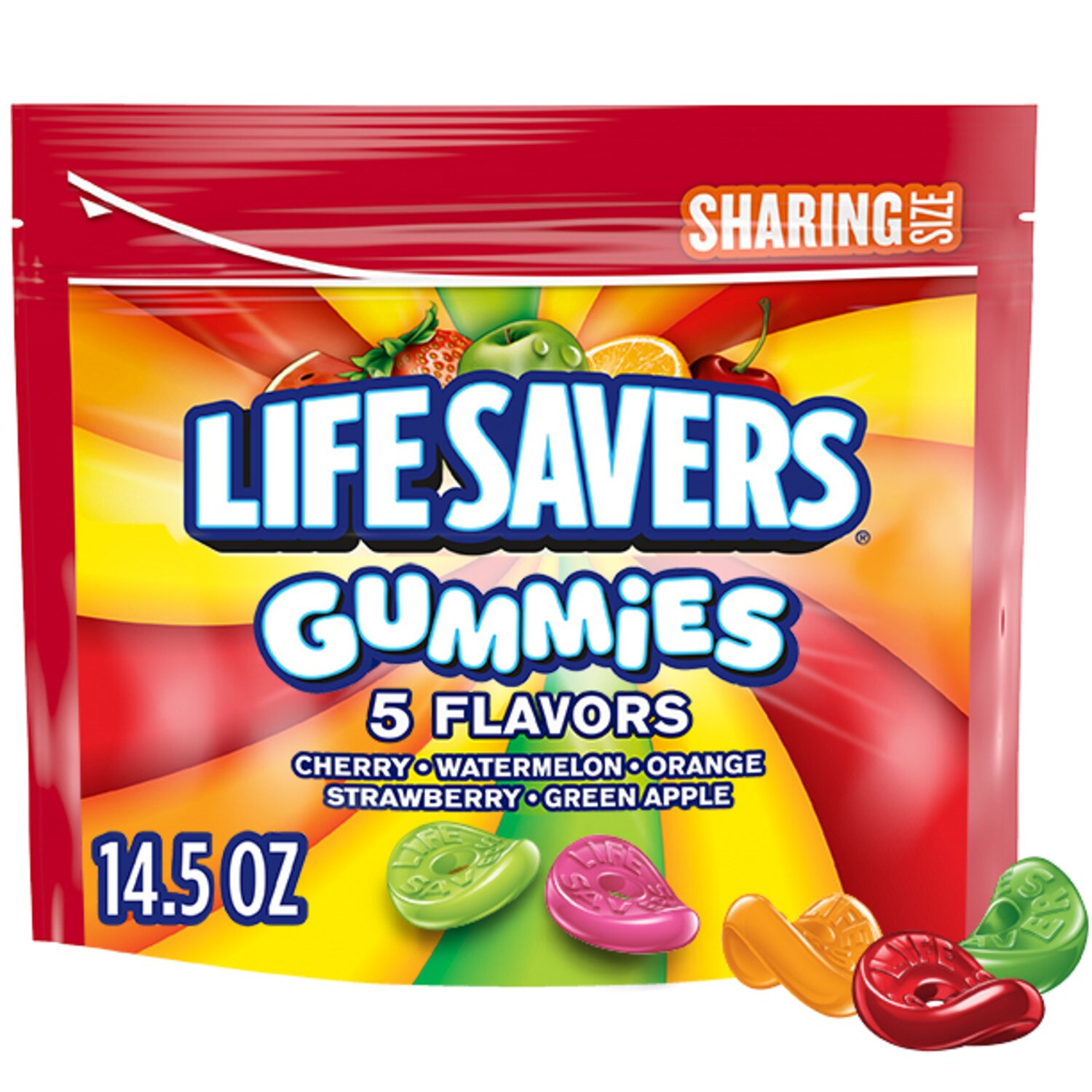 Life Savers Gummies 5 Flavors Candy, Sharing Size Bag, 14.5 OZ