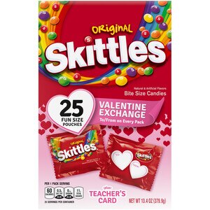 SKITTLES Original Fun Size Valentine Class Exchange Kit, Valentines Candy, 13.4 oz, 25 Pieces