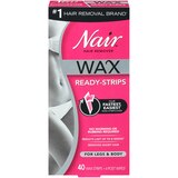 Nair Hair Remover Wax Ready-Strips for Legs & Body, Orchid & Cherry Blossom Extracts, thumbnail image 1 of 6