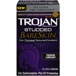 Trojan Studded BareSkin Lubricated Condoms, 10CT