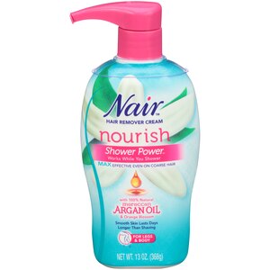 Nair Nourish Shower Power - Crema para la eliminación del vello, Moroccan Argan Oil, 13 oz