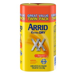 Arrid XX Extra Dry Antiperspirant Deodorant, Regular, Twin Pack (Pack of 2, 6 OZ cans) Packaging May Vary
