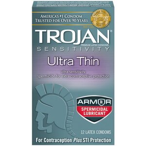  Trojan Ultra Thin Condoms Spermicidal Lubricant Latex 