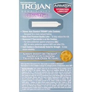 Trojan Ultra Thin Condoms Spermicidal Lubricant Latex Cvs Pharmacy