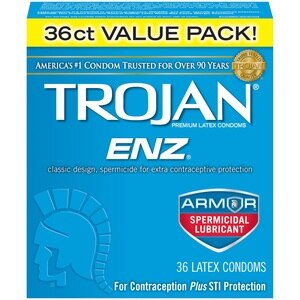  Trojan-Enz Spermicidal Lubricant Latex Condoms 
