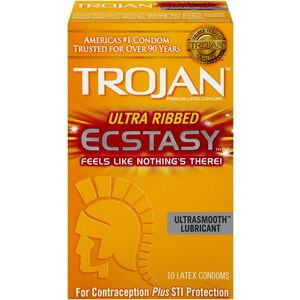 Trojan Ecstasy UltraSmooth - Condones premium de látex ultraestriados